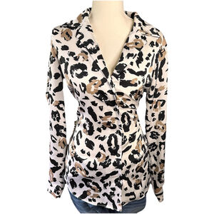 Joseph Ribkoff Leopard Print Button Up Blouse Size 10